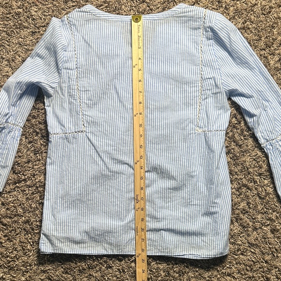 GAP Light Blue and White Striped embroidered Top Size S - Picture 7 of 9